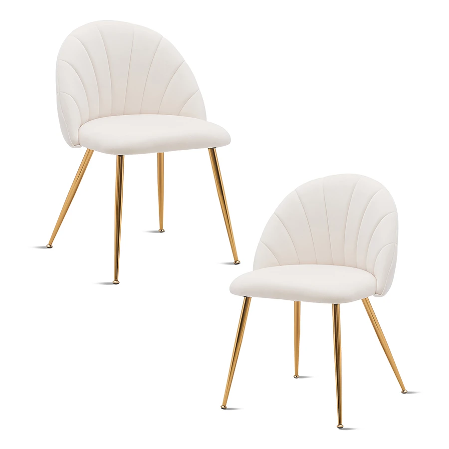 White Wood Dining Chairs Velvet Accent Chair Ergonomic Upholstered Seat Y-C28